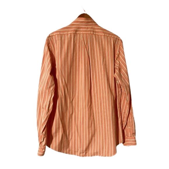 Ralph Lauren Mens  Sz Large Orange Striped Custom Fit Long Sleeve Shirt - Picture 2 of 6